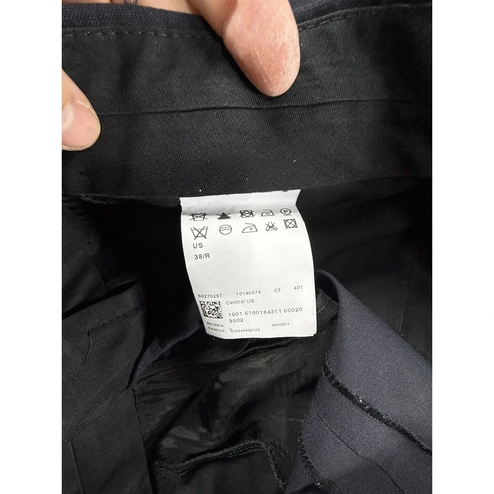 Hugo Boss Dress Pants 38R Navy Virgin Wool‎ Straight Leg Business Career